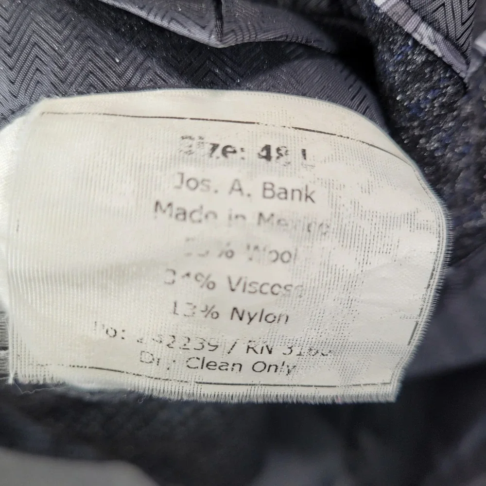 Jos A Bank Reserve Sport Coat 48L Gray Tollegno 1900‎ Italian Fabric Wool Blazer
